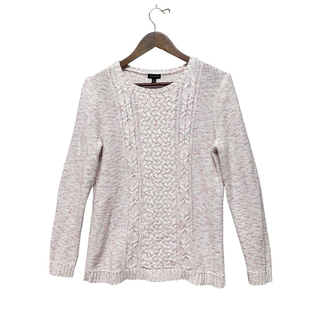 Talbots Long Sleeve Cable Knit Pullover Crewneck Sweater‎ Women Size M Fisherman